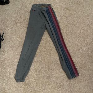 aviator nation kids size 12 sweats. Grey/blue with pink purples and blue stripes